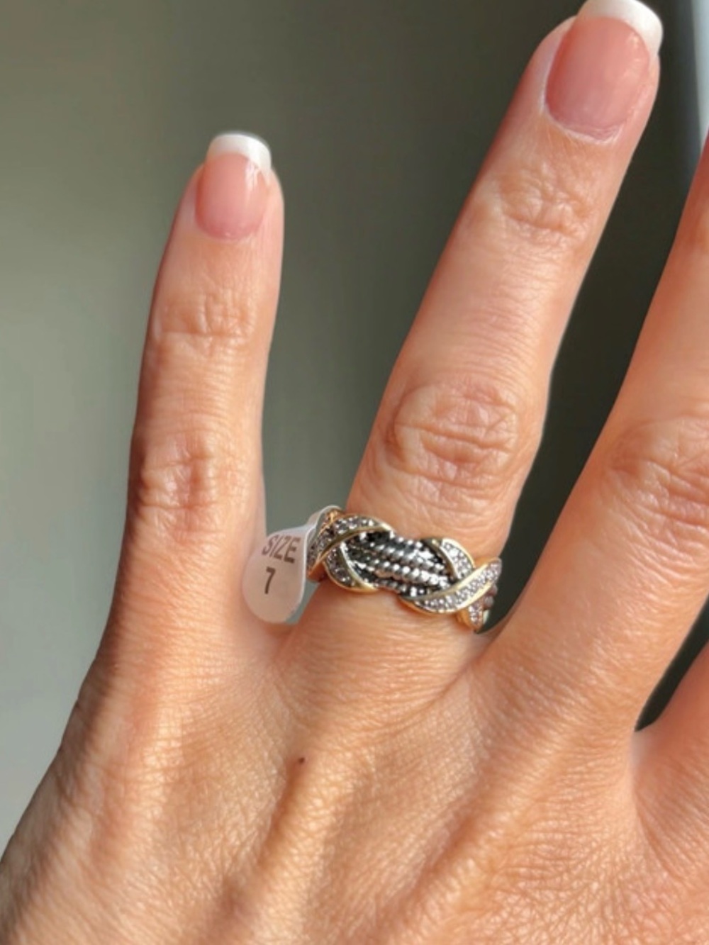 Braided Ring Two-Tone Pavé Steal plated women’s Ring Size 7 new